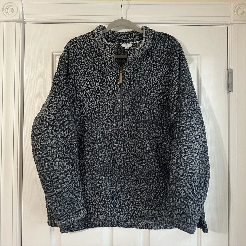 Navy Sherpa Half Zip Oversized Pullover